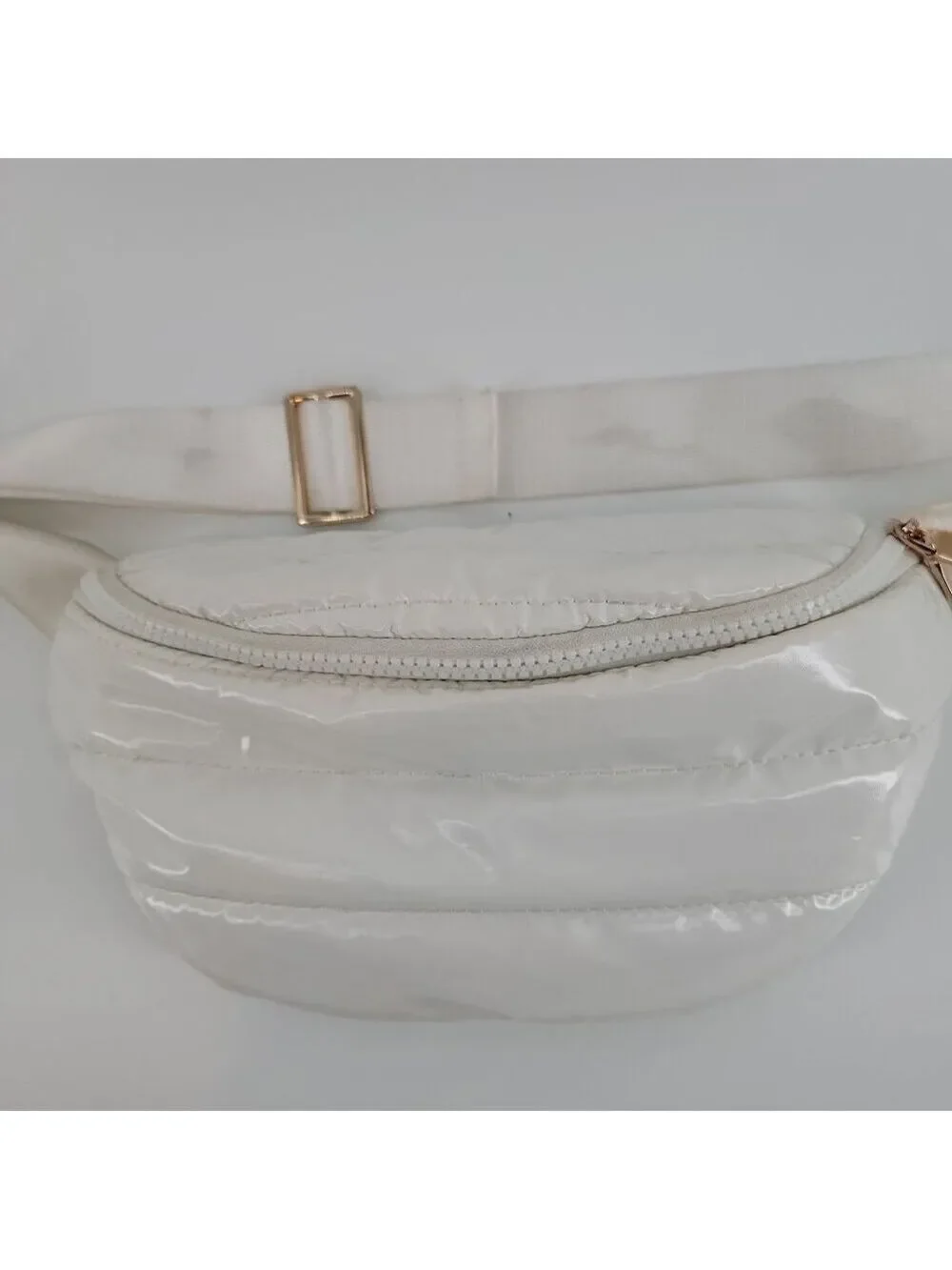 ✨ ah-dorned Puffy Crossbody / Belt Bag — White, Adjustable Strap ✨